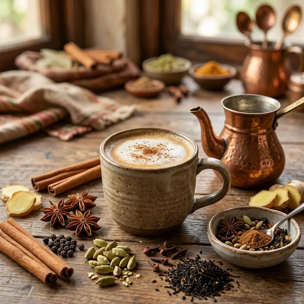 چای ماسالا درون یک لیوان